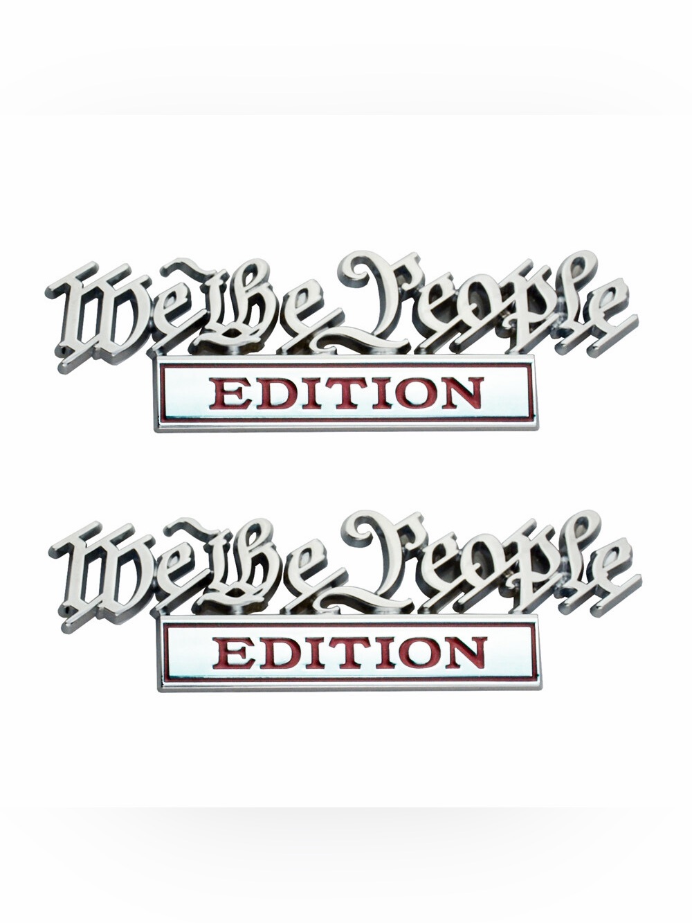 We the People Edition Vehicle Emblem- Silver and Red - BRAND NEW - Set of 2